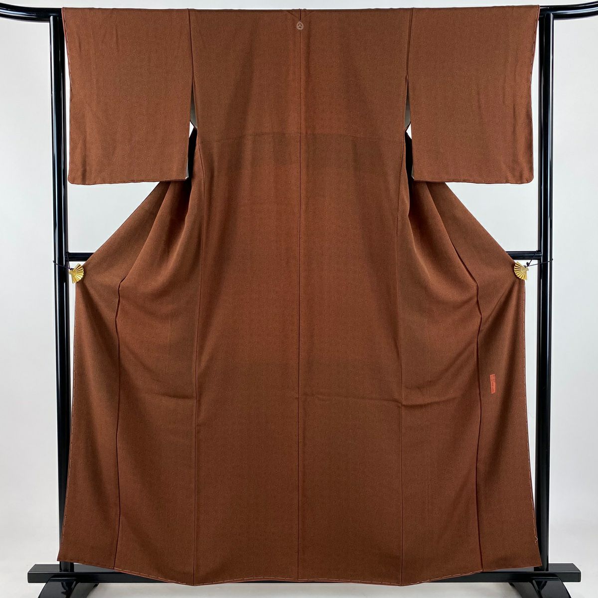 【美品】 江戶小紋 身長159cm 袖長64.5cm M 雙層 人間國寶 中村勇二郎 落款あり 古代菊花 紅茶 純蠶絲 名品級 一つ紋