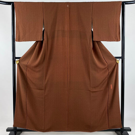 【美品】 江戶小紋 身長159cm 袖長64.5cm M 雙層 人間國寶 中村勇二郎 落款あり 古代菊花 紅茶 純蠶絲 名品級 一つ紋
