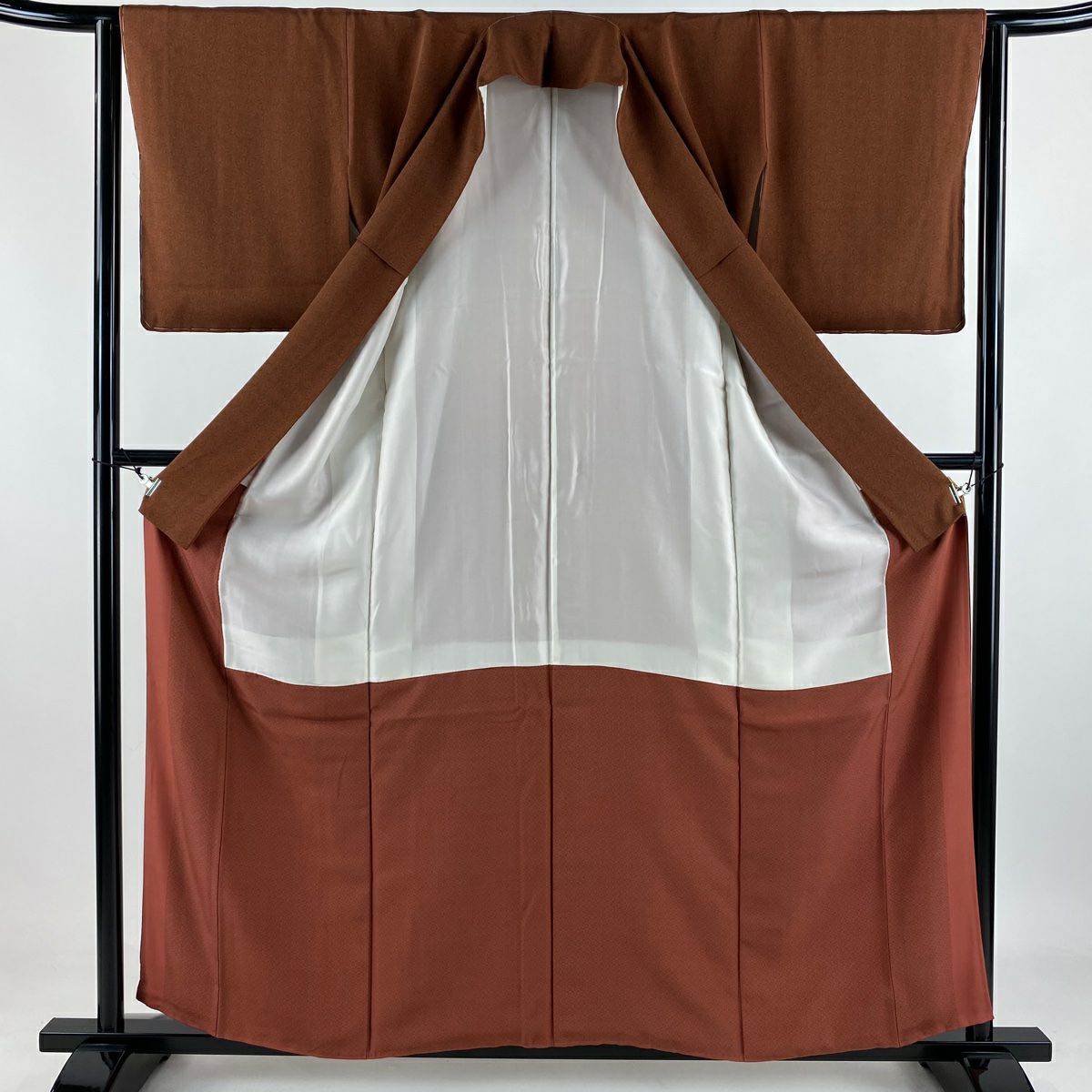 【美品】 江戶小紋 身長159cm 袖長64.5cm M 雙層 人間國寶 中村勇二郎 落款あり 古代菊花 紅茶 純蠶絲 名品級 一つ紋