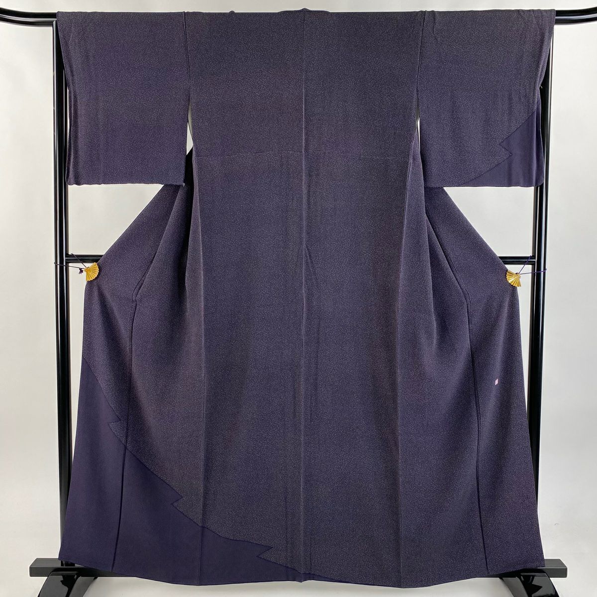 【庫存清倉】 【美品】 付下 身長158cm 袖長65cm M 雙層 附款式 幾何圖案 深紫 純蠶絲 名品級