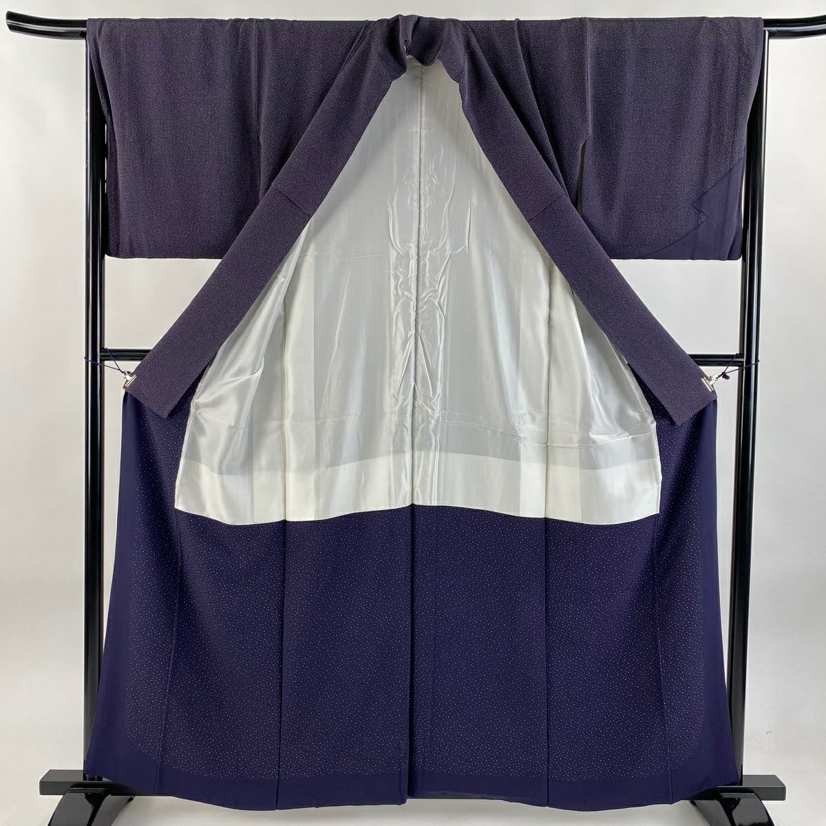 【庫存清倉】 【美品】 付下 身長158cm 袖長65cm M 雙層 附款式 幾何圖案 深紫 純蠶絲 名品級