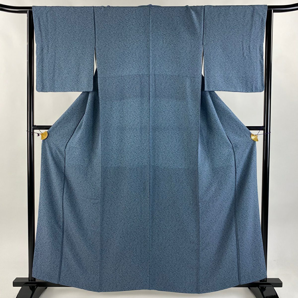 【庫存清倉】 江戶小紋 身長159cm 袖長64cm M 雙層 蓑龜 青灰 純蠶絲 名品級
