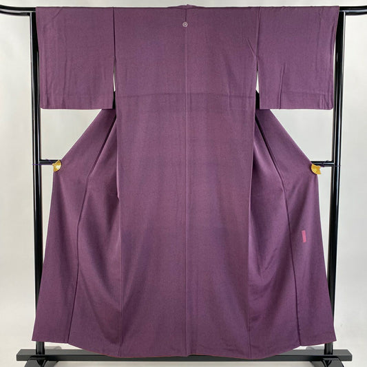 【庫存清倉】 【美品】 江戶小紋 身長155cm 袖長63.5cm S 雙層 人間國寶 中村勇二郎 落款 古代菊花 紫 純蠶絲 名品級 一つ紋