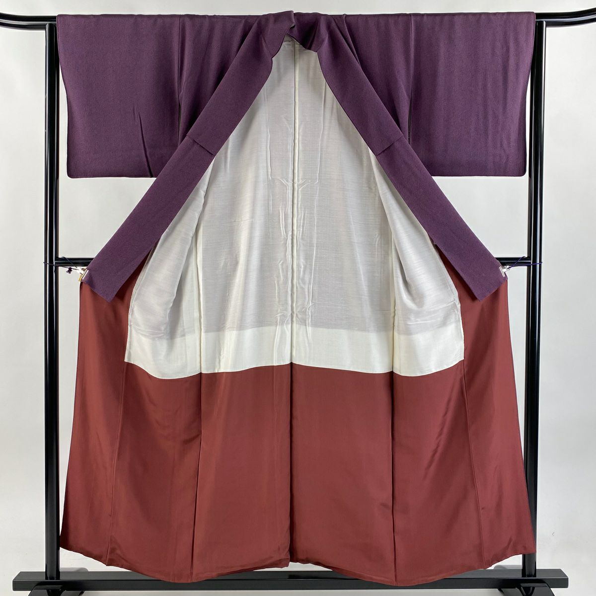 【庫存清倉】 【美品】 江戶小紋 身長155cm 袖長63.5cm S 雙層 人間國寶 中村勇二郎 落款 古代菊花 紫 純蠶絲 名品級 一つ紋