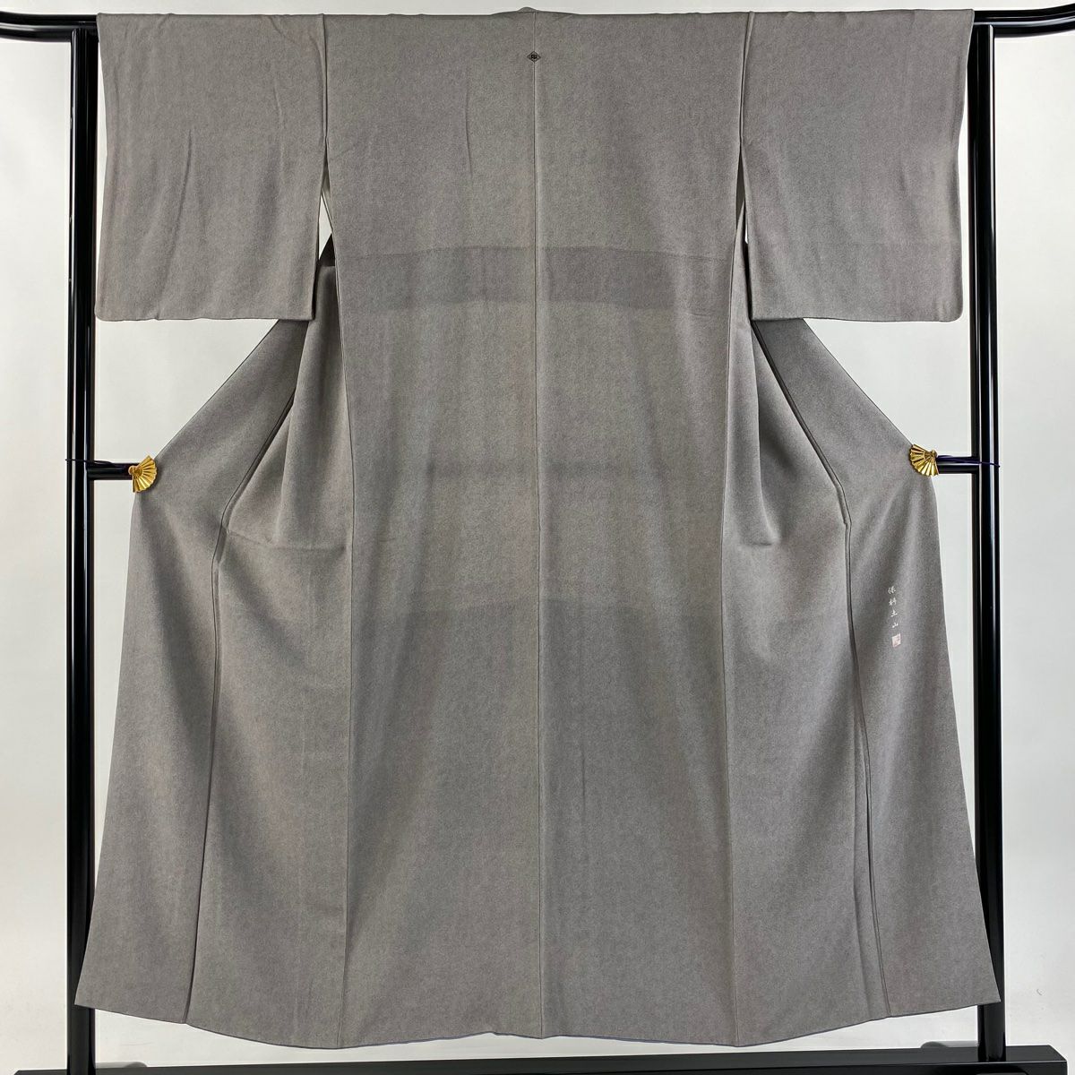 【庫存清倉】 【美品】 江戶小紋 身長151.5cm 袖長62.5cm S 雙層 保科土山 落款あり 鮫 灰色 純蠶絲 名品級 一つ紋