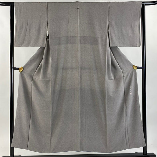 【庫存清倉】 【美品】 江戶小紋 身長151.5cm 袖長62.5cm S 雙層 保科土山 落款あり 鮫 灰色 純蠶絲 名品級 一つ紋