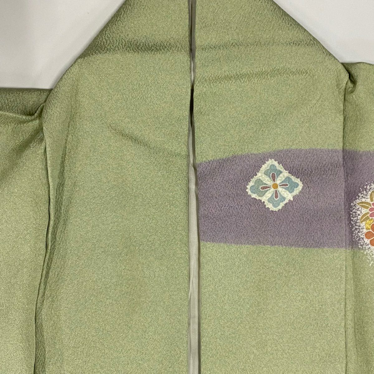【清倉特賣】訪問服 身長156.5cm 袖長61cm S 雙層 草花紋紋 扇子面 金絲 金銀彩 淺綠 純蠶絲 名品級