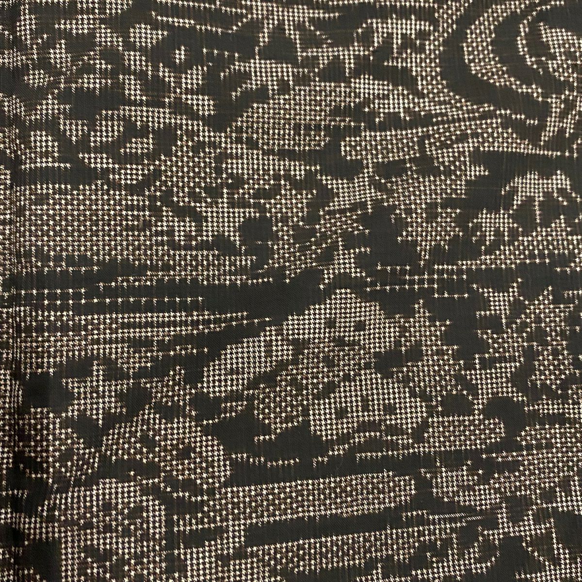 【美品】 紬織 身長157cm 袖長63cm S 雙層 流水 松樹 焦茶 純蠶絲 優品級