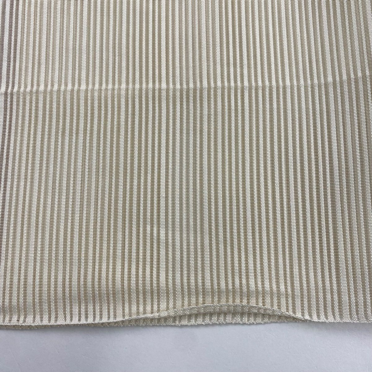 名古屋帶 優品級 夏帶 絽 八寸名古屋帶 隧道仕立 波紋 縞紋 金銀彩 米色 純蠶絲