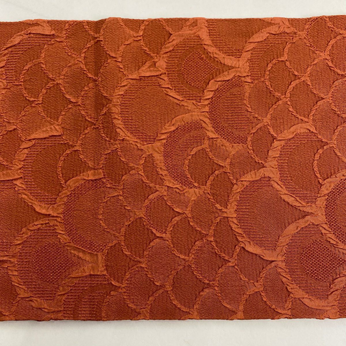 【美品】 開口名古屋帶 優品級 青海波 紅茶 純蠶絲