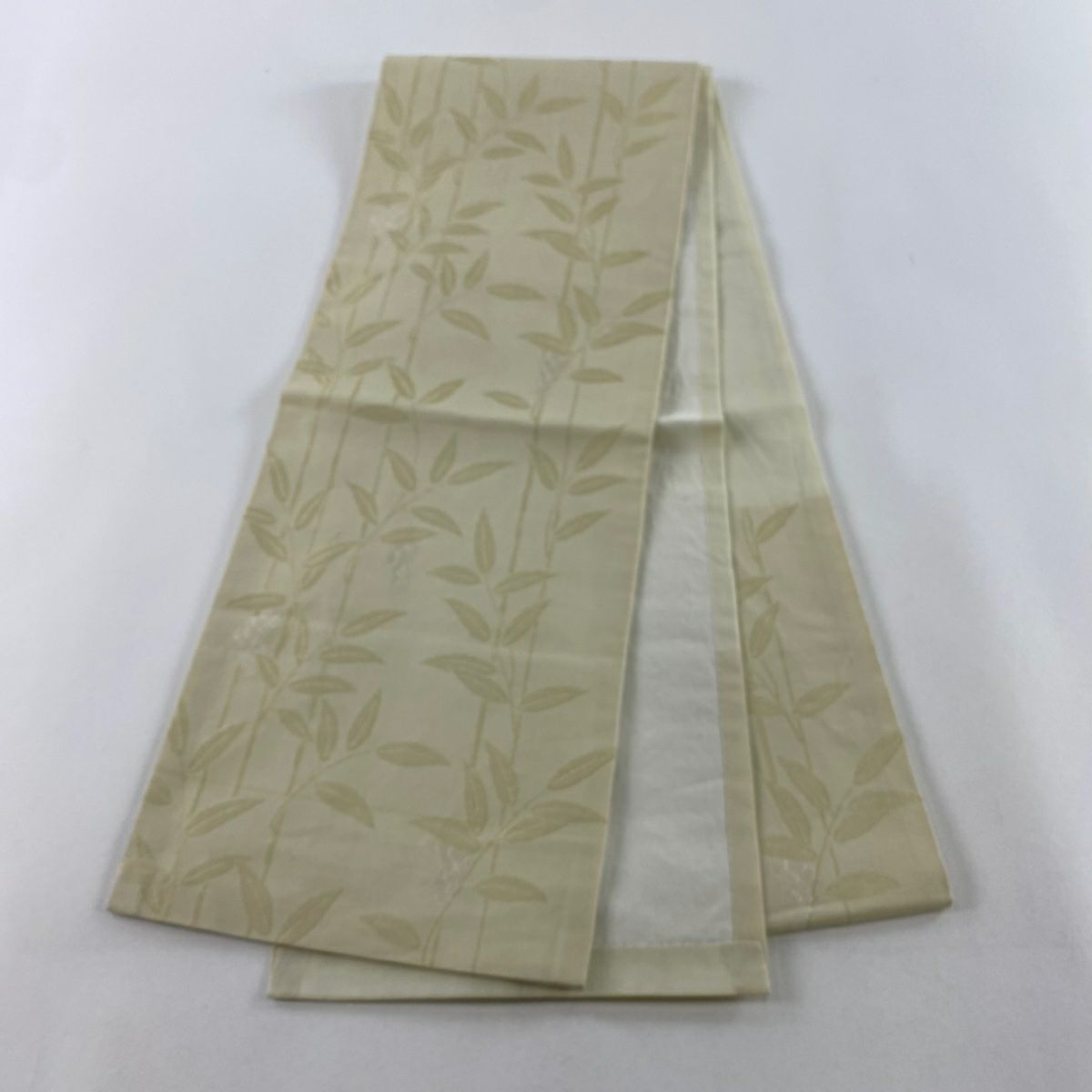 開口名古屋帶 優品級 夏帶 紗 葉與果 金絲 淺黃 純蠶絲