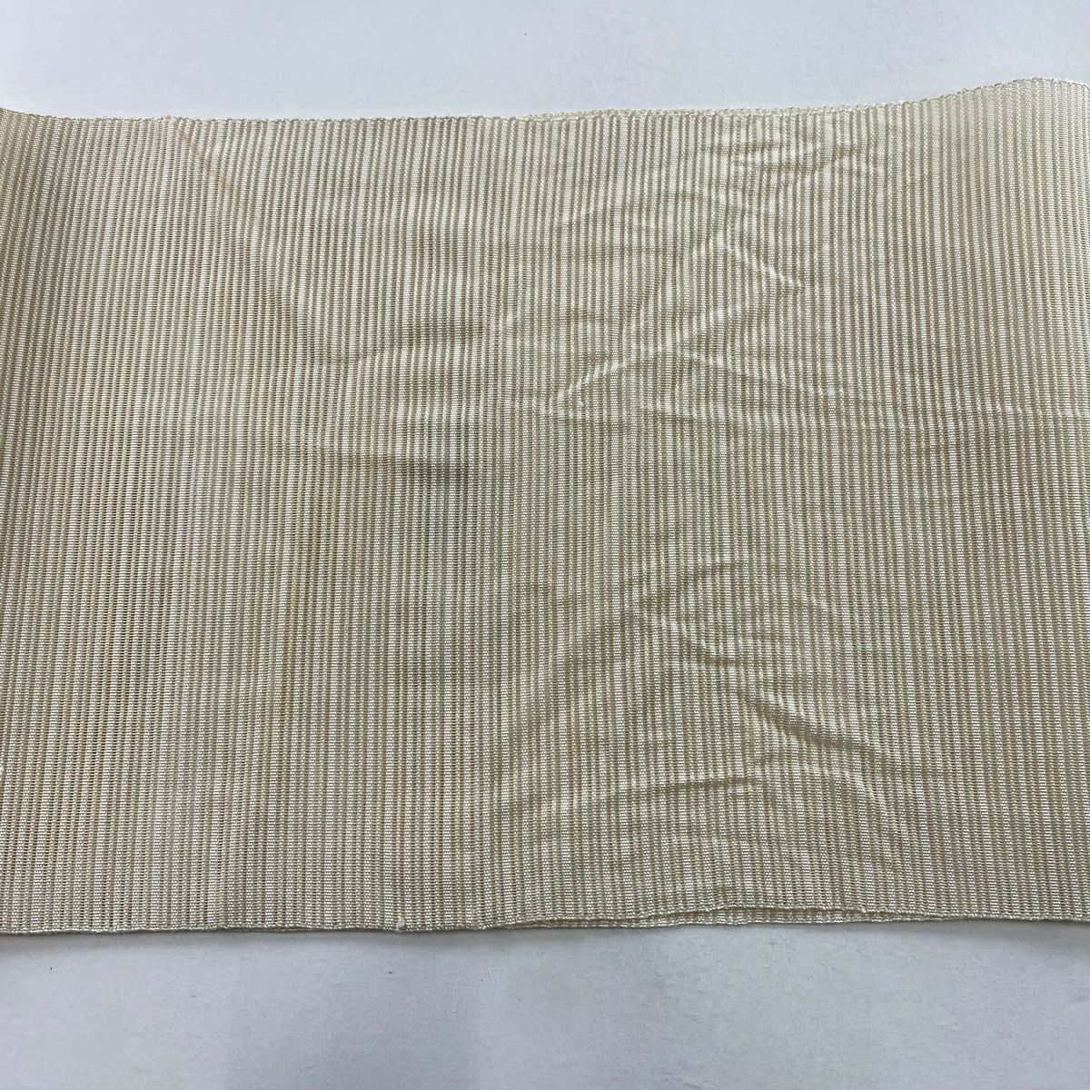 名古屋帶 優品級 夏帶 絽 八寸名古屋帶 扇子面 草花紋 金銀彩 米色 純蠶絲