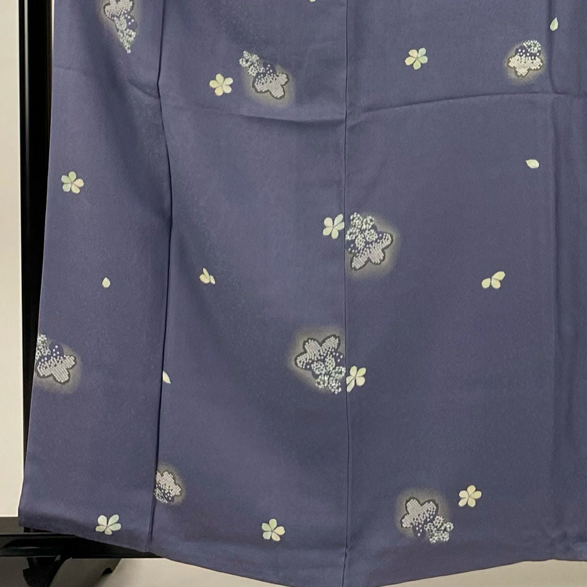 小紋 身長161cm 袖長66cm M 雙層 櫻花 地紋 金彩裝飾 青紫 純蠶絲 秀品級