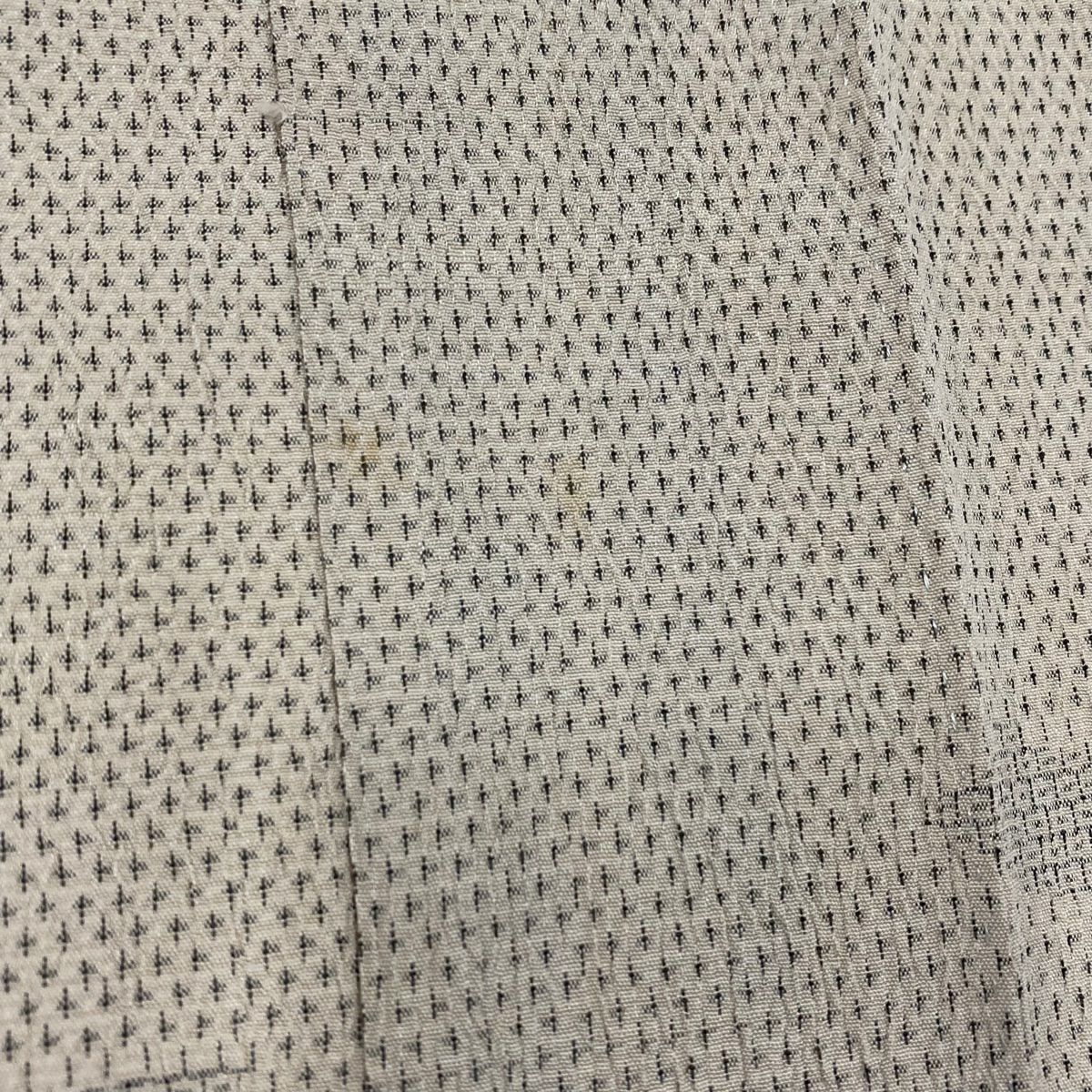【美品】 紬織 身長156cm 袖長62.5cm S 單層 扇子面 龜甲絣 米色 純蠶絲 優品級