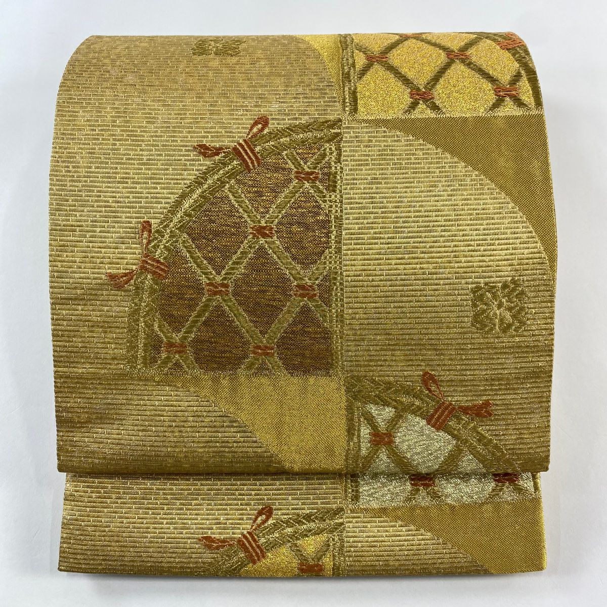 【美品】 袋帶 秀品級 光悦垣 金絲 金金箔 金 六通 純蠶絲