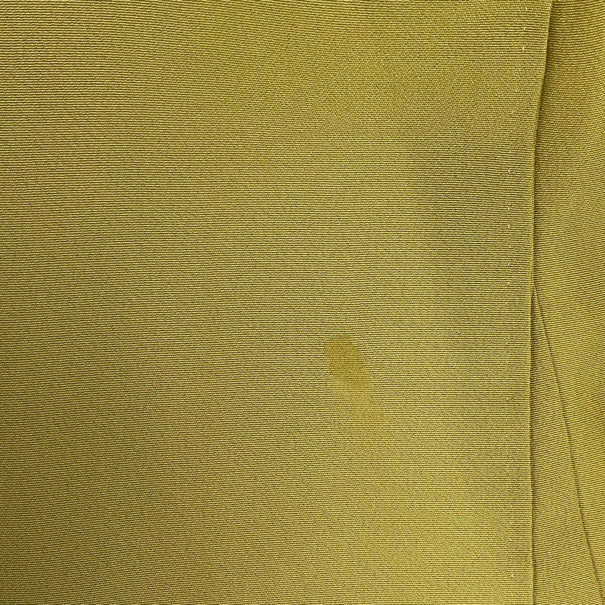 付下 身長156cm 袖長64.5cm M 雙層 雪輪 草鳥 刺繡 淺黃土 純蠶絲 優品級 一個紋