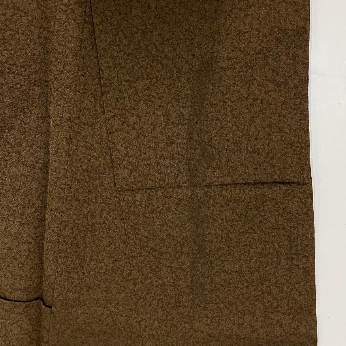 付下 身長157cm 袖長62.5cm S 雙層 破裂短冊 椿 刺繡 金線 焦茶 純蠶絲 秀品級