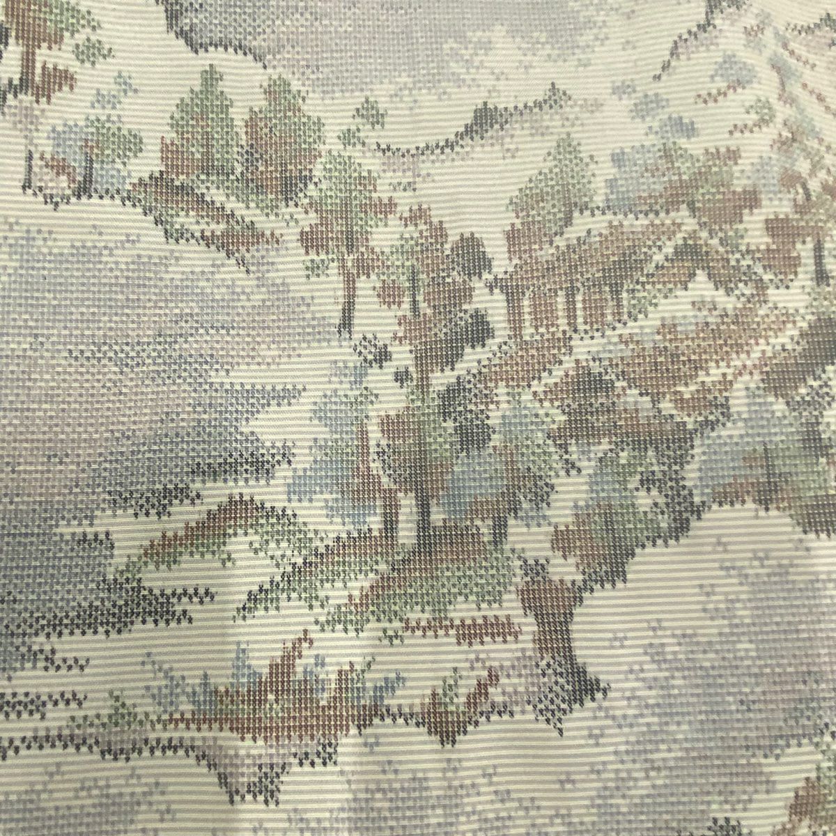 【美品】 紬織 身長160cm 袖長64cm M 雙層 證書齊全 雲紋 建築 青灰 純蠶絲 優品級