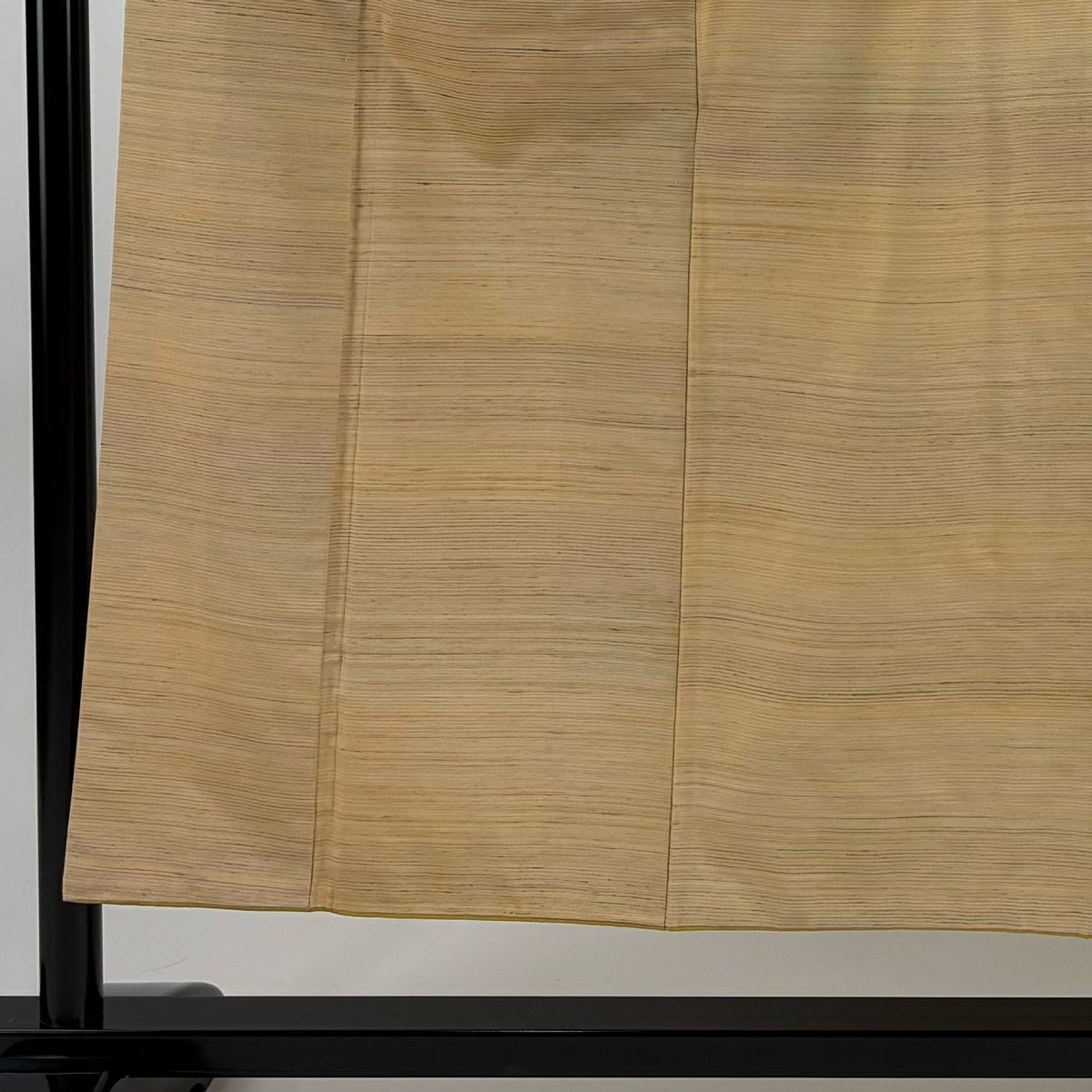 【清倉特賣】 【美品】 紬織織 身長152.5cm 袖長65cm M 雙層 條紋 淺橙色 純蠶絲 名品級