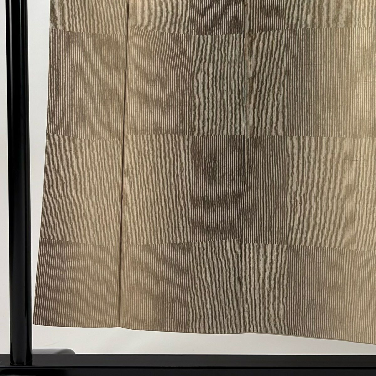【庫存清倉】 【美品】 紬織 身長154cm 袖長61cm S 雙層 條紋 變化市松樹 茶 純蠶絲 名品級