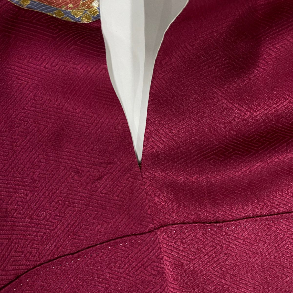 【庫存清倉】振袖禮服 身長159.5cm 袖長64cm M 雙層 梅花 雪輪 金銀彩 絞染 紅紫 純蠶絲 名品級
