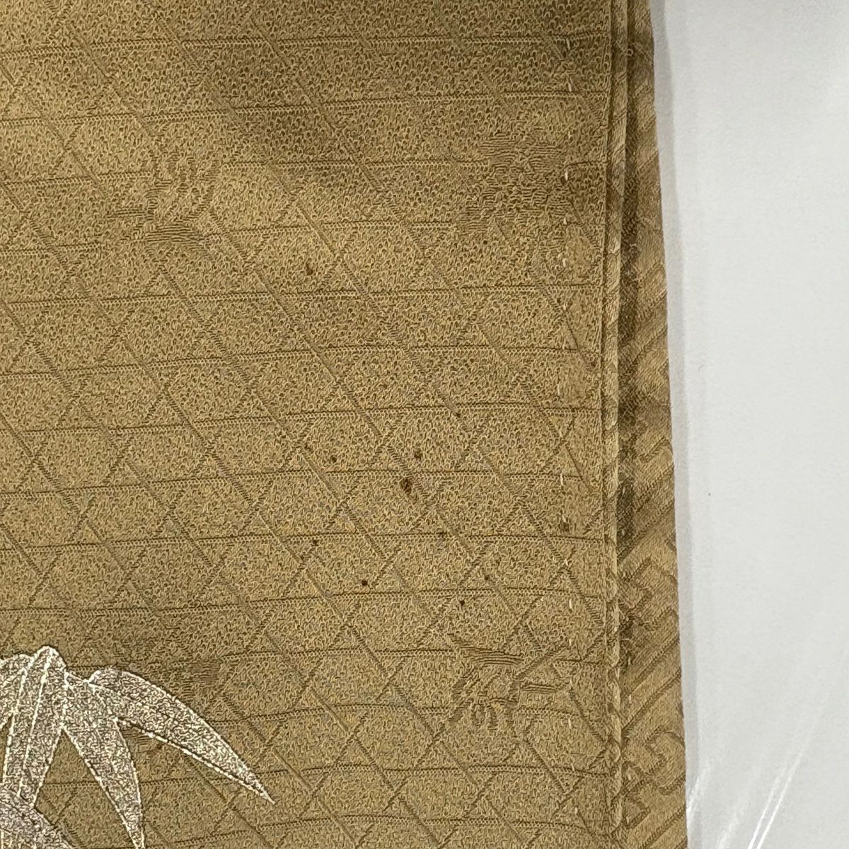 【庫存清倉】訪問服 身長161cm 袖長62cm S 雙層 菊花花 笹 金絲 金銀彩 米色 純蠶絲 名品級