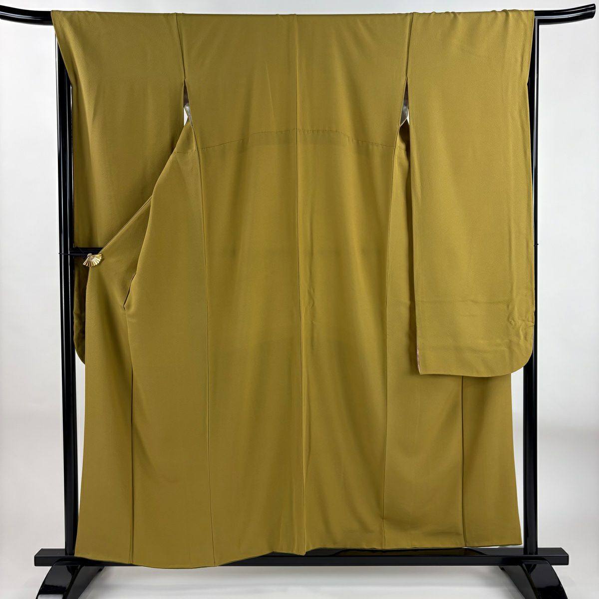 【庫存清倉】 【美品】 振袖禮服 身長157cm 袖長65.5cm M 雙層 絞緬 黃土 純蠶絲 名品級