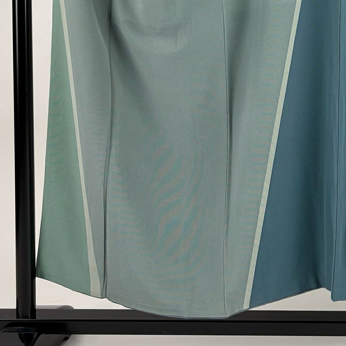 【庫存清倉】 付下 身長154cm 袖長60.5cm S 雙層 萬筋 幾何學 淺綠 純蠶絲 名品級