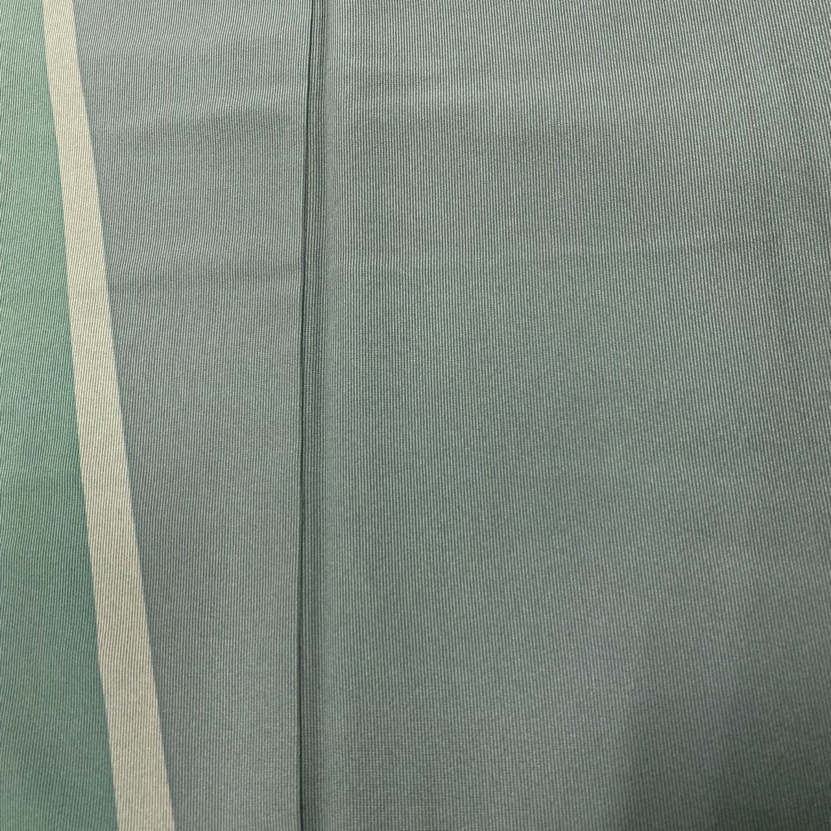 【庫存清倉】 付下 身長154cm 袖長60.5cm S 雙層 萬筋 幾何學 淺綠 純蠶絲 名品級