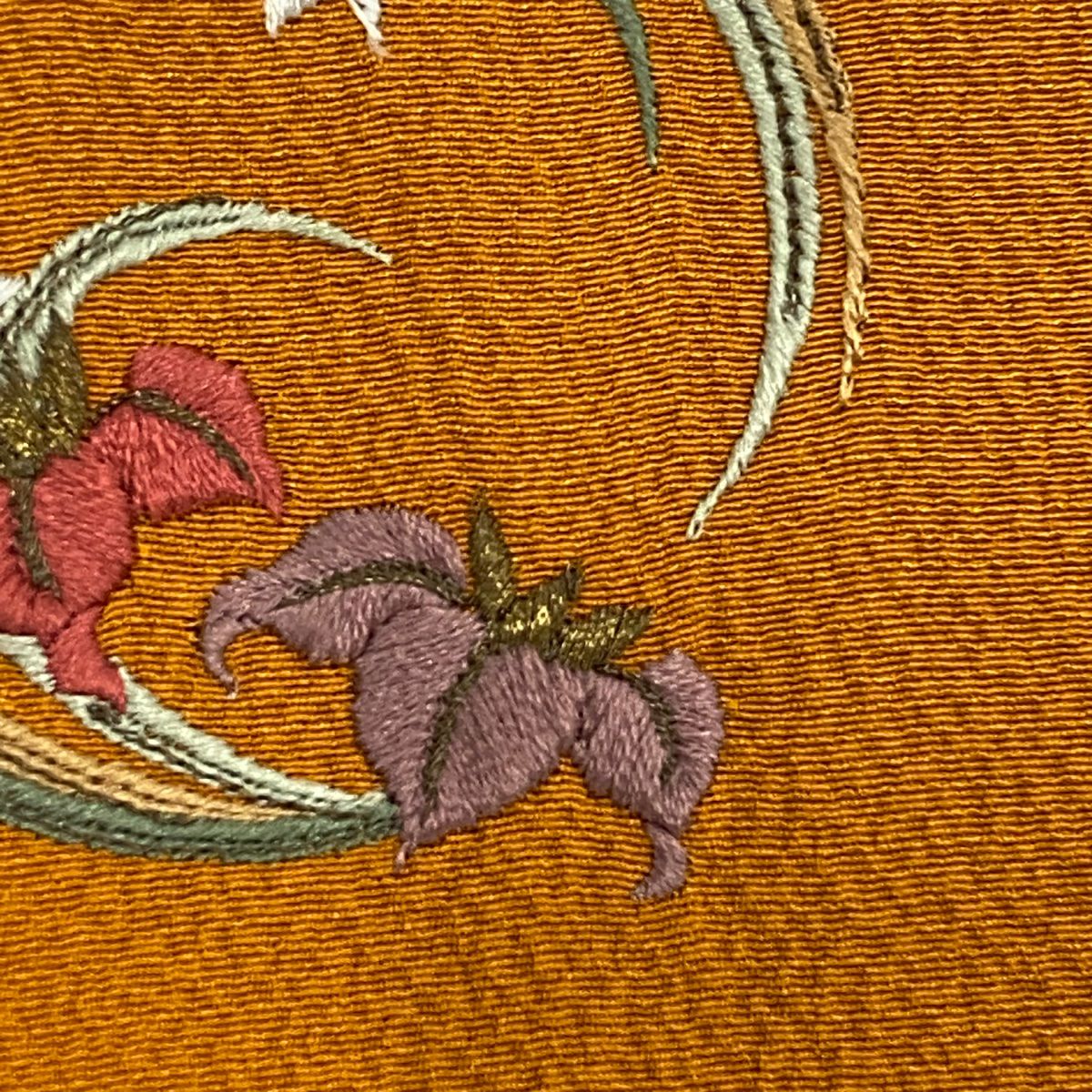 付下 身長158.5cm 袖長65cm M 雙層 花丸紋 寶盡くし 金絲 刺繡 山吹茶 純蠶絲 優品級