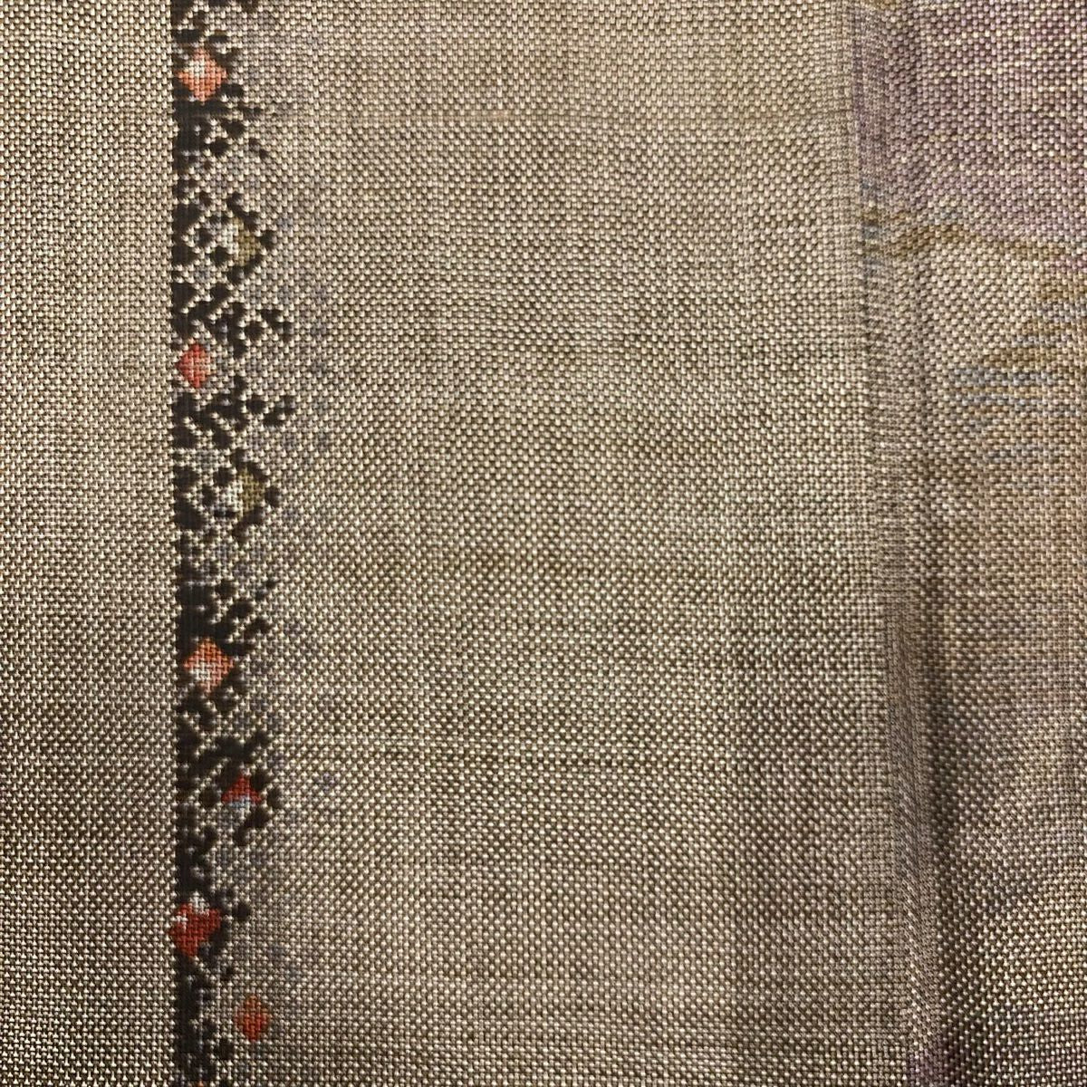 【美品】 紬織 身長156cm 袖長62cm S 雙層 縱條 鳥 焦茶 純蠶絲 優品級