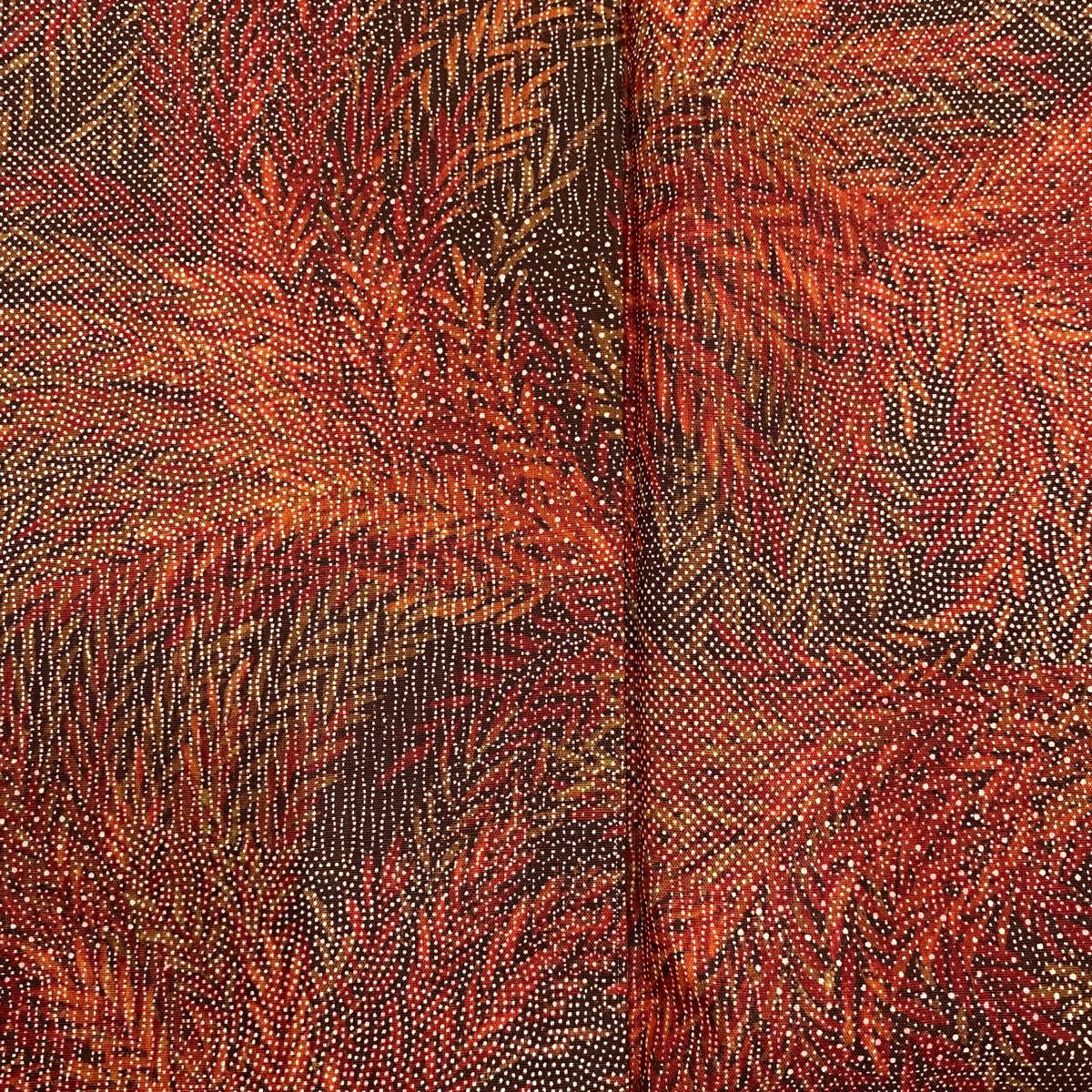 【美品】 小紋 身長159.5cm 袖長65cm M 雙層 紬織織 葉柄 鮫 紅茶 純蠶絲 優品級