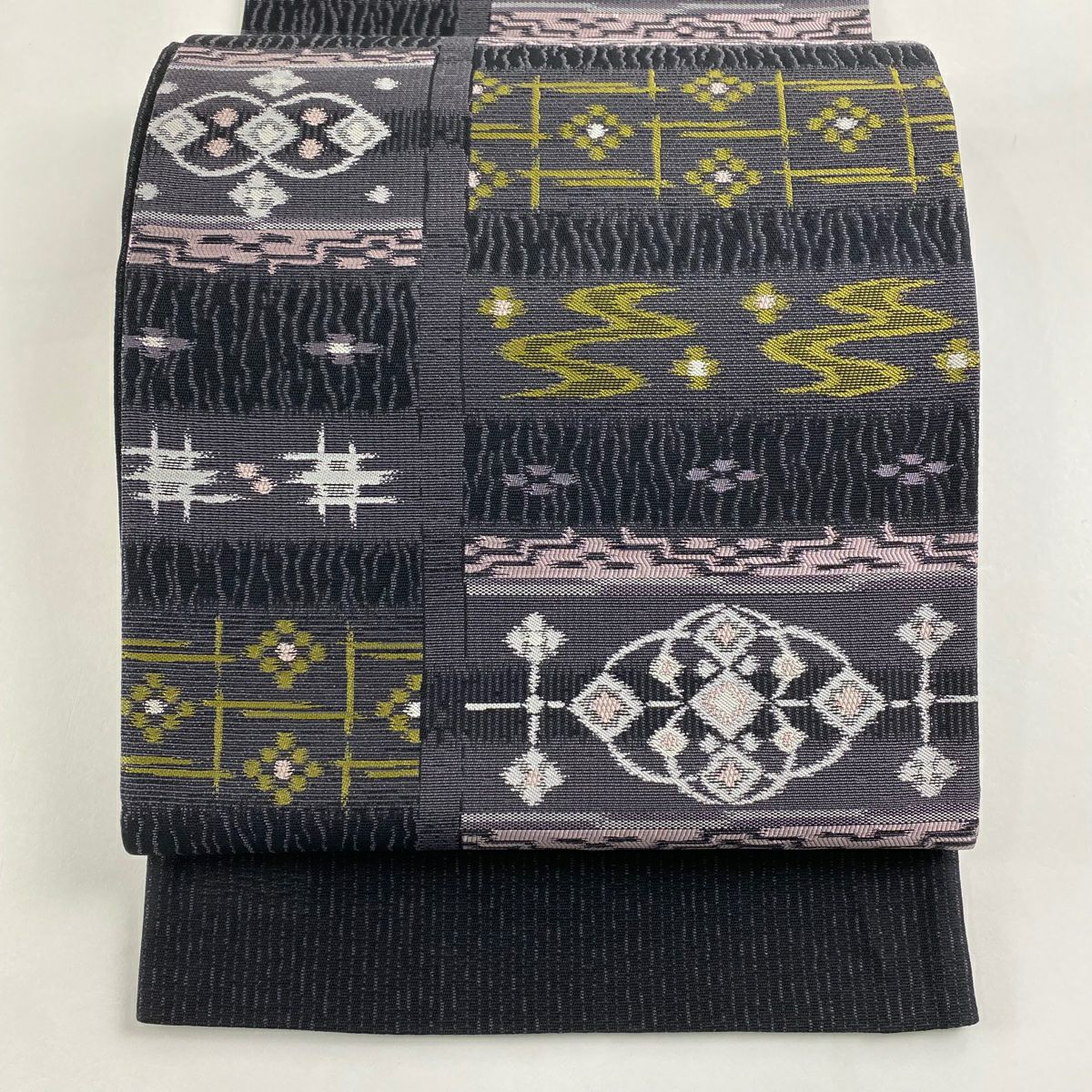 【庫存清倉】 【美品】 袋帶 名品級 證書齊全 流水 幾何圖案 紫色 六通 純蠶絲