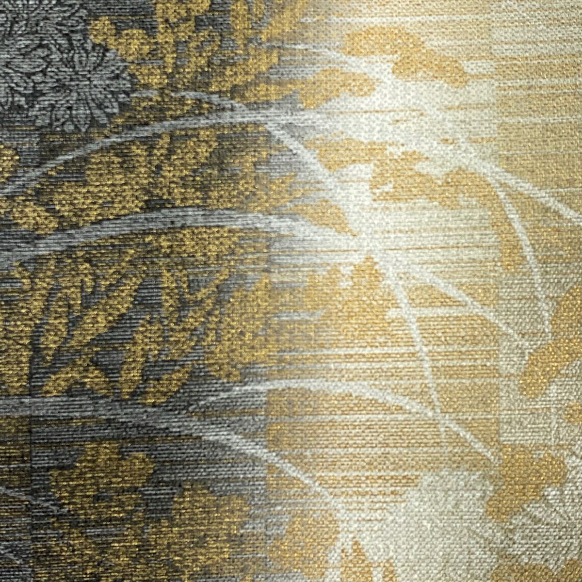 【庫存清倉】 【美品】 袋帶 名品級 菊花 芝 金銀彩 灰色 全通 純蠶絲