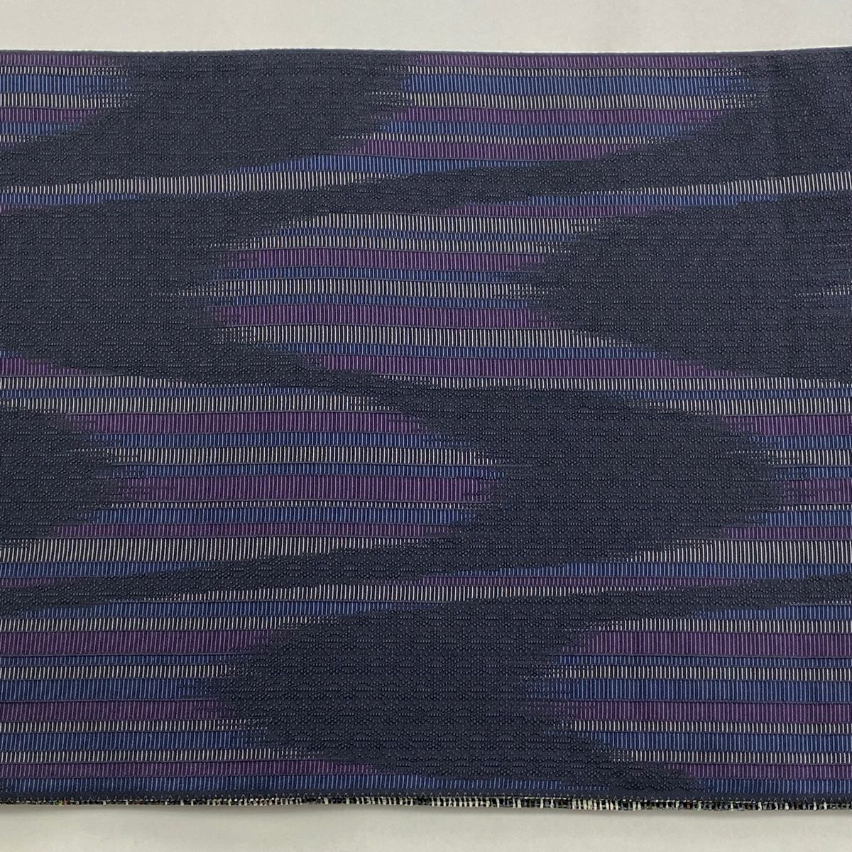 【美品】 袋帶 逸品級 じゅらく 落款あり やまと 格子 青灰 深藍色 お太鼓柄 純蠶絲