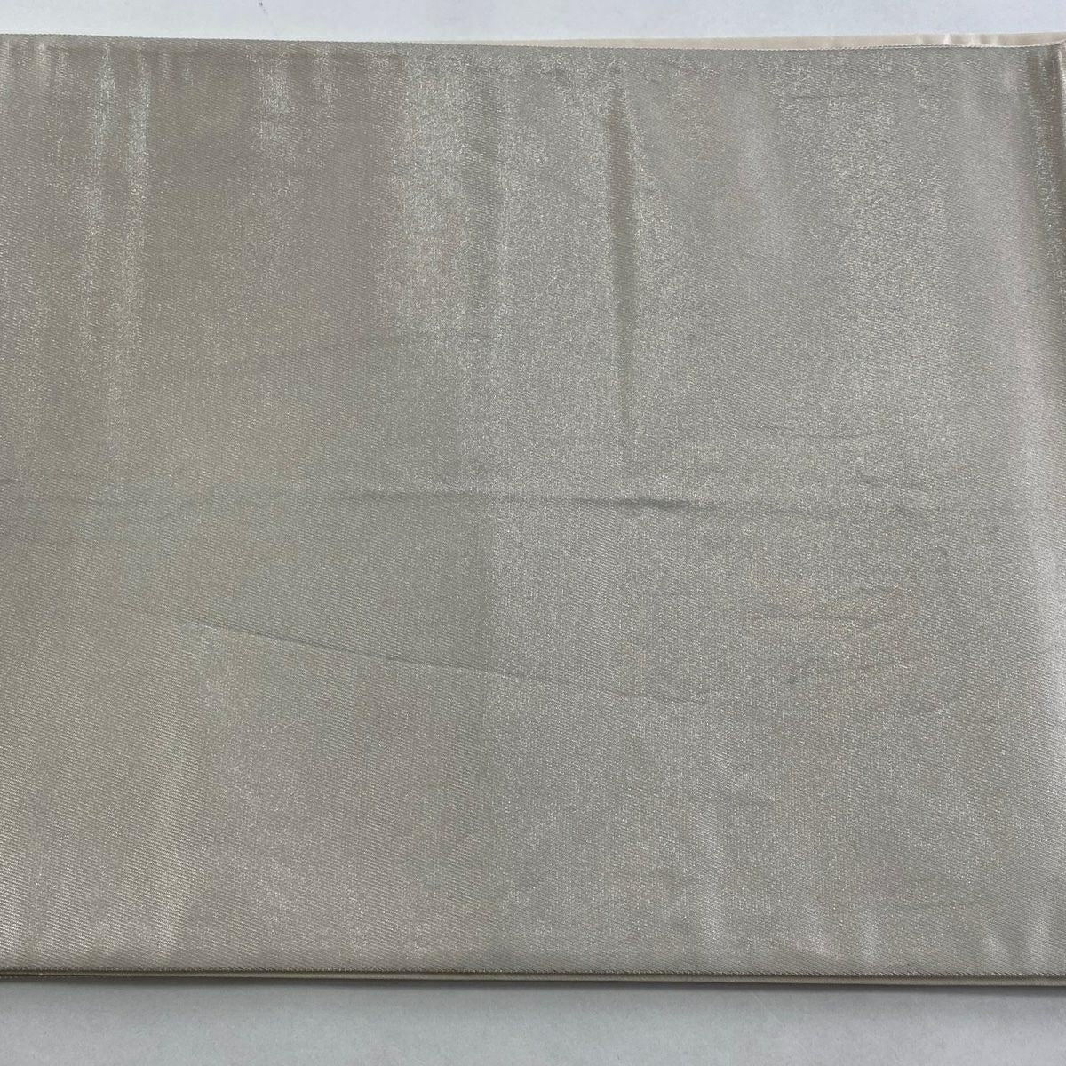 袋帶 逸品級 蒋雪英 落款 鈴乃屋 熨斗紋 草花紋 蘇州刺繡 金絲 奶油色 大鼓圖案 純蠶絲