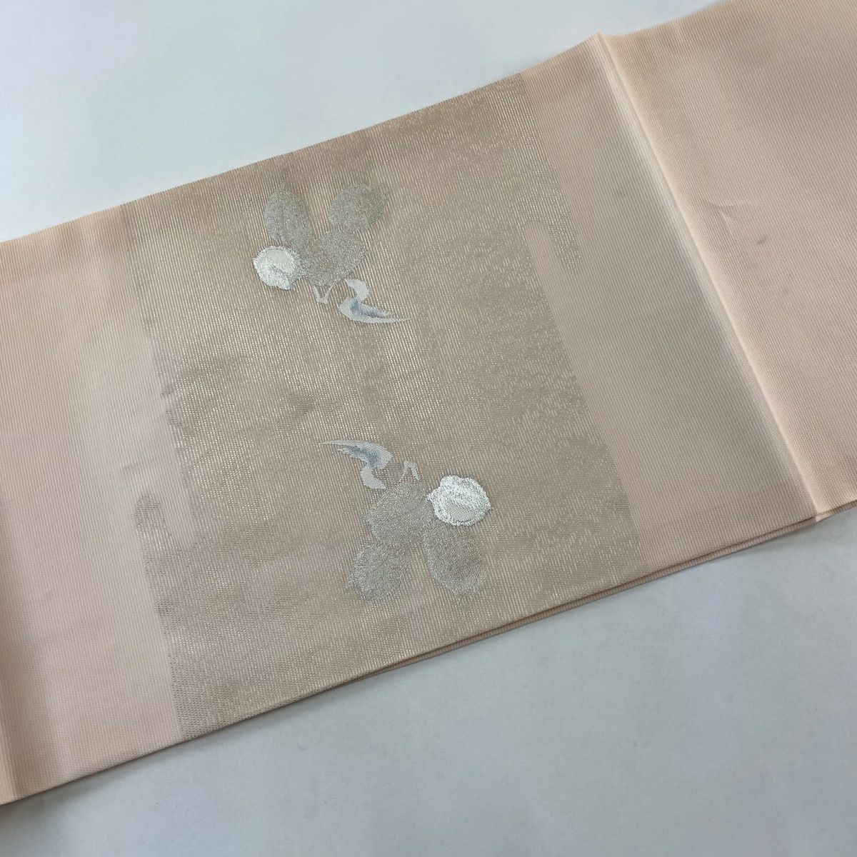 袋帶 優品級 夏帶 椿 金銀彩 淺粉色 純蠶絲