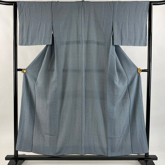 【庫存清倉】 江戶小紋 身長154cm 袖長64cm M 雙層 鮫 深藍 純蠶絲 名品級