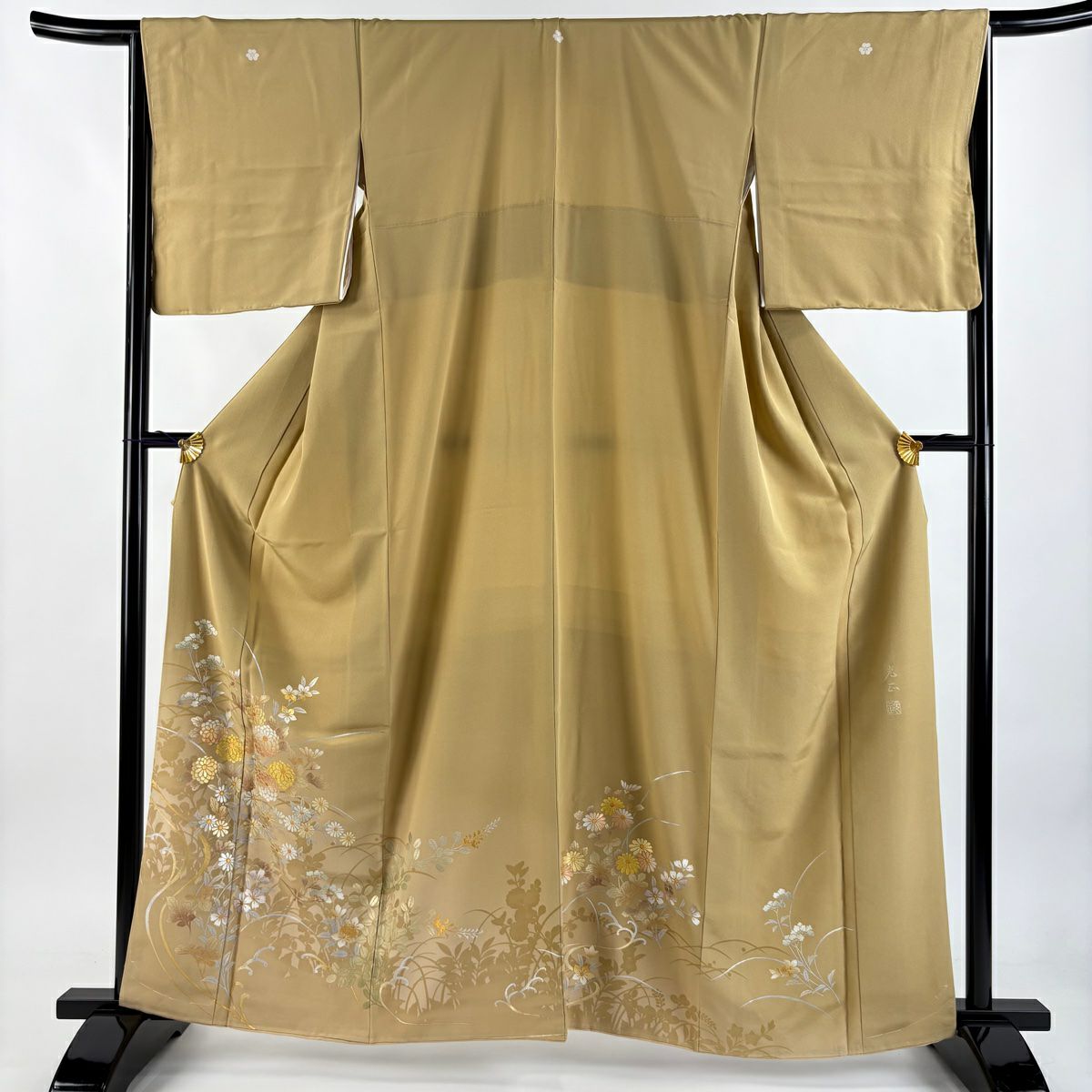 【美品】 留袖禮服禮服 身長161.5cm 袖長65cm M 雙層 和田光正 落款 秋草 シルエット 金銀彩 米色 純蠶絲 名品級 三つ紋