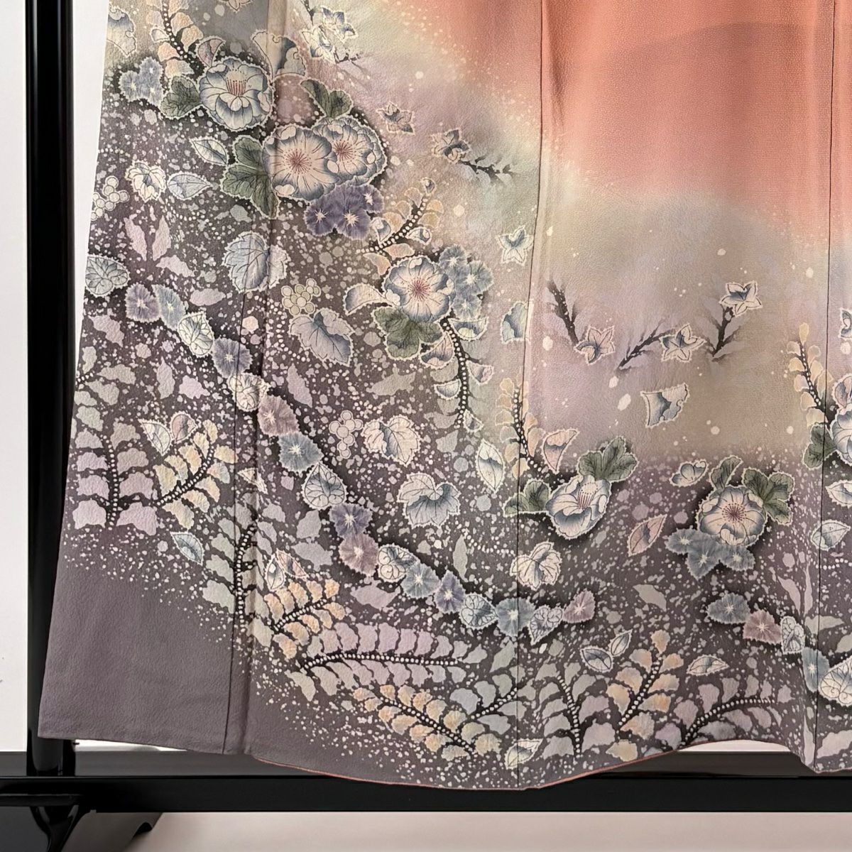 【庫存清倉】訪問服 身長155cm 袖長66cm M 雙層 落款有 辻花染 漸層 粉紅 純蠶絲 名品級
