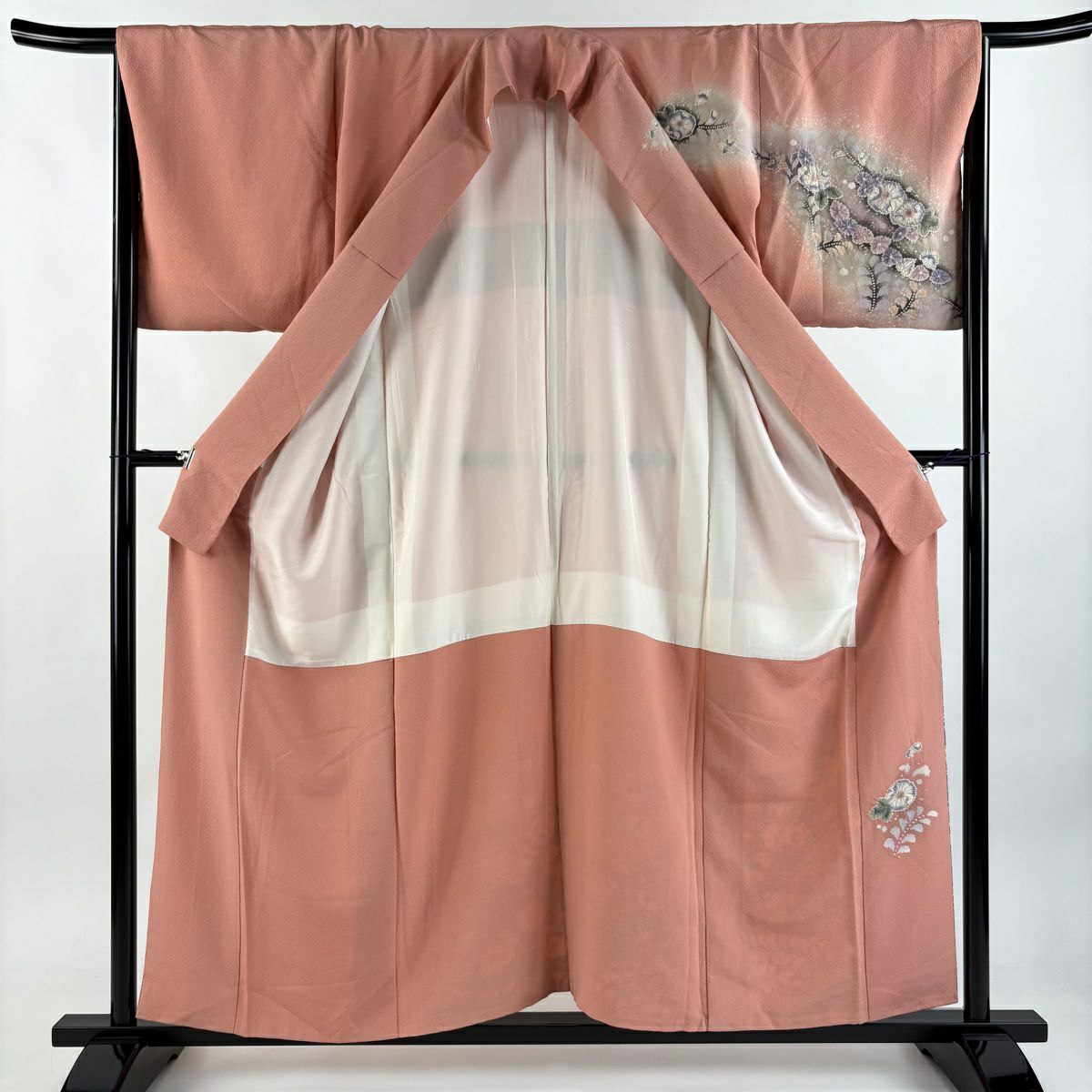 【庫存清倉】訪問服 身長155cm 袖長66cm M 雙層 落款有 辻花染 漸層 粉紅 純蠶絲 名品級