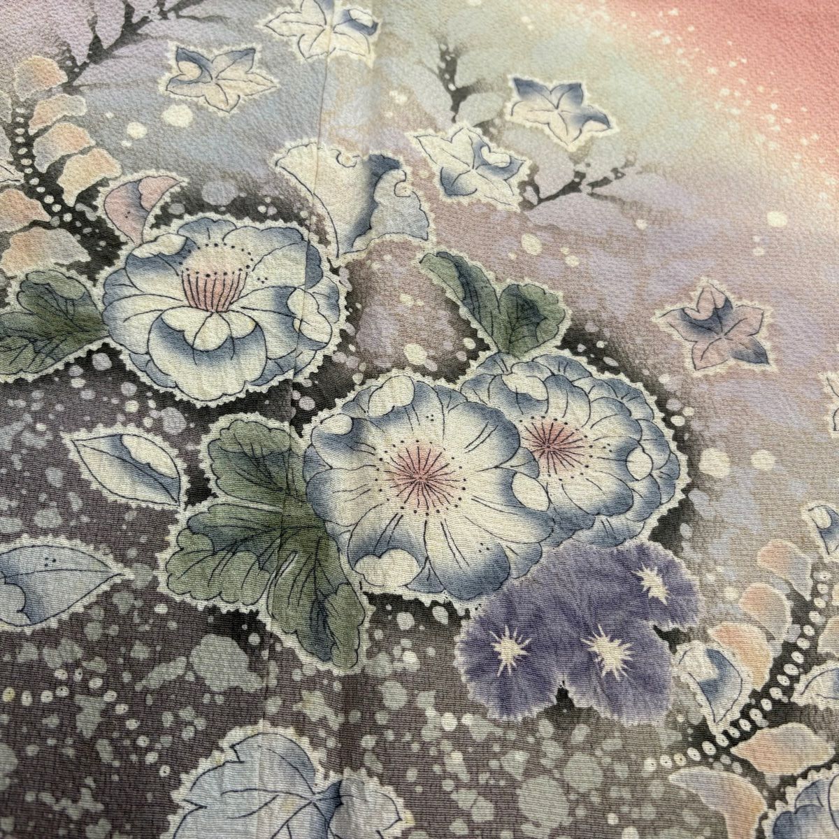【庫存清倉】訪問服 身長155cm 袖長66cm M 雙層 落款有 辻花染 漸層 粉紅 純蠶絲 名品級