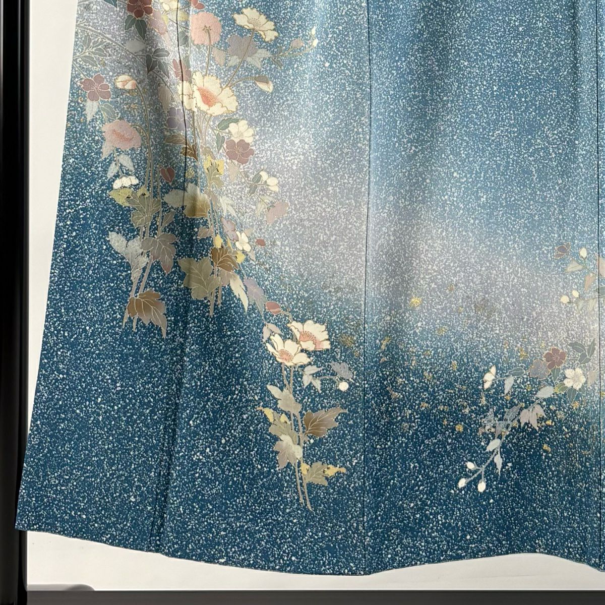 【庫存清倉】訪問服 身長151.5cm 袖長63cm S 雙層 草花紋紋 金銀彩 漸層 水藍色 純蠶絲 名品級