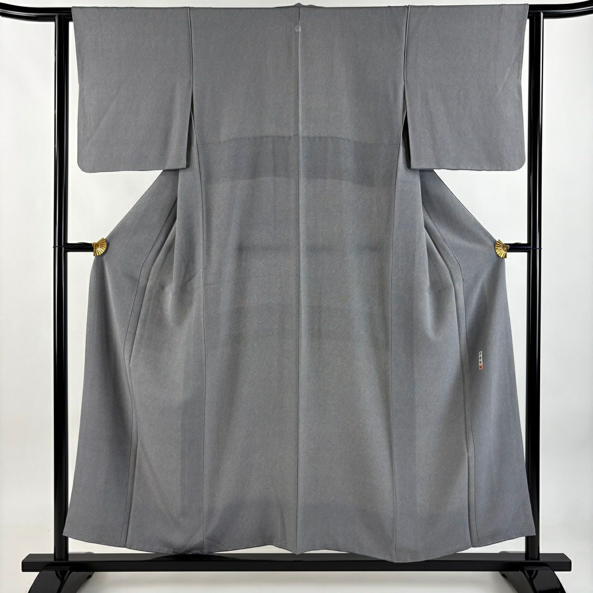 【庫存清倉】 江戶小紋 身長154.5cm 袖長62.5cm S 雙層 六谷博臣 落款 鮫 灰色 純蠶絲 名品級 一つ紋