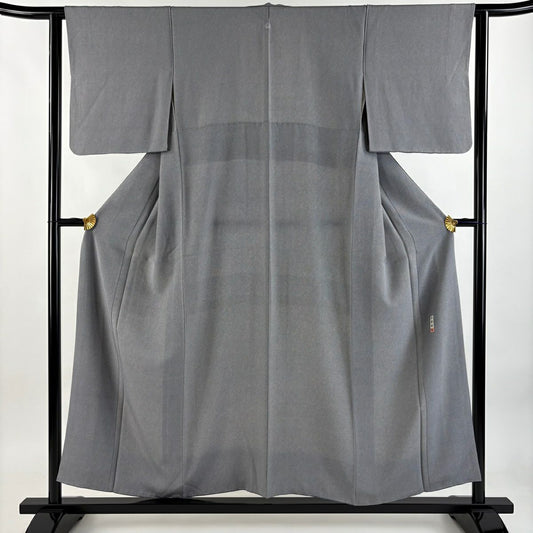 【庫存清倉】 江戶小紋 身長154.5cm 袖長62.5cm S 雙層 六谷博臣 落款 鮫 灰色 純蠶絲 名品級 一つ紋