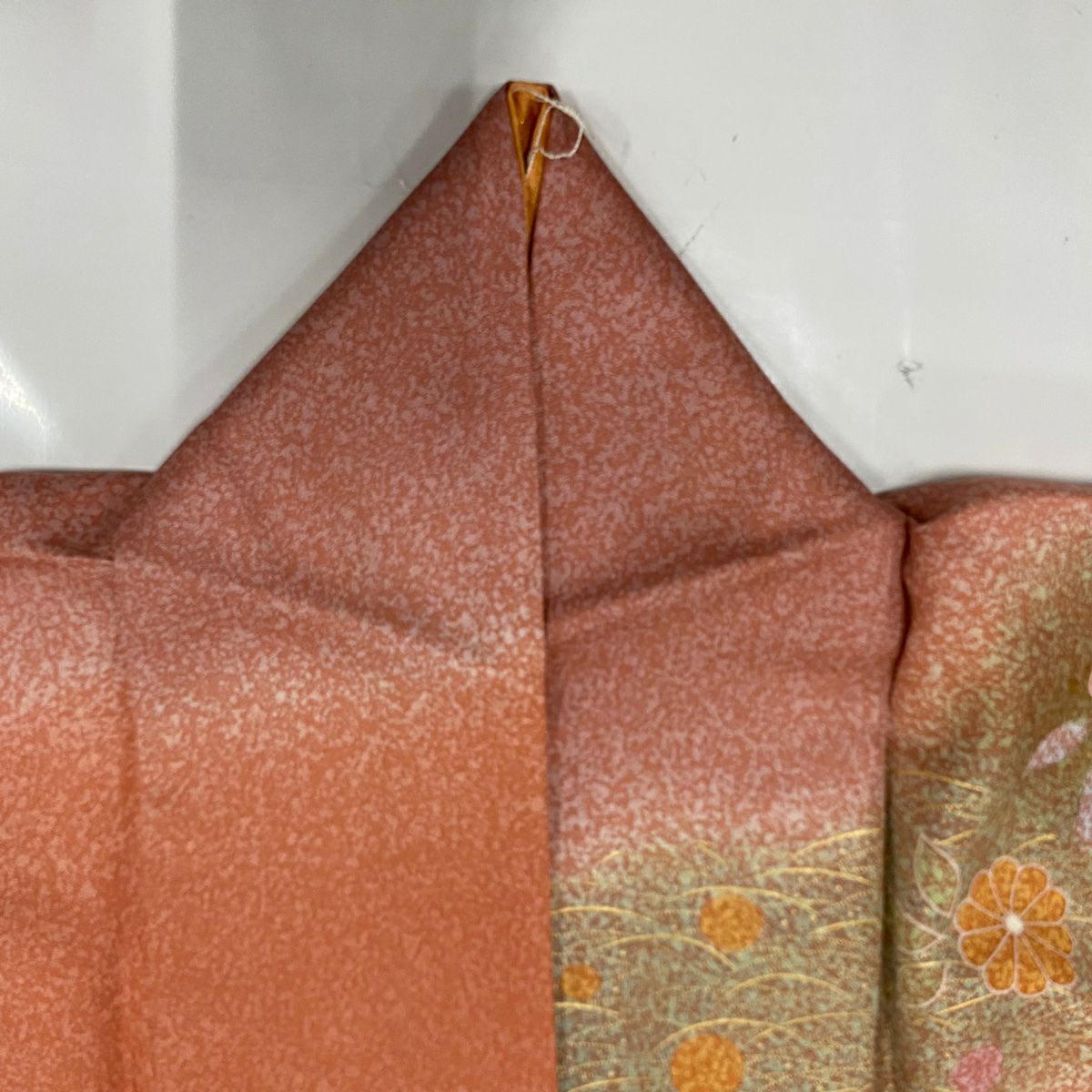 【美品】振袖禮服 身長168cm 袖長66cm M 雙層 雪輪 草花紋 金絲 金銀彩 鮭粉色 純蠶絲 名品級