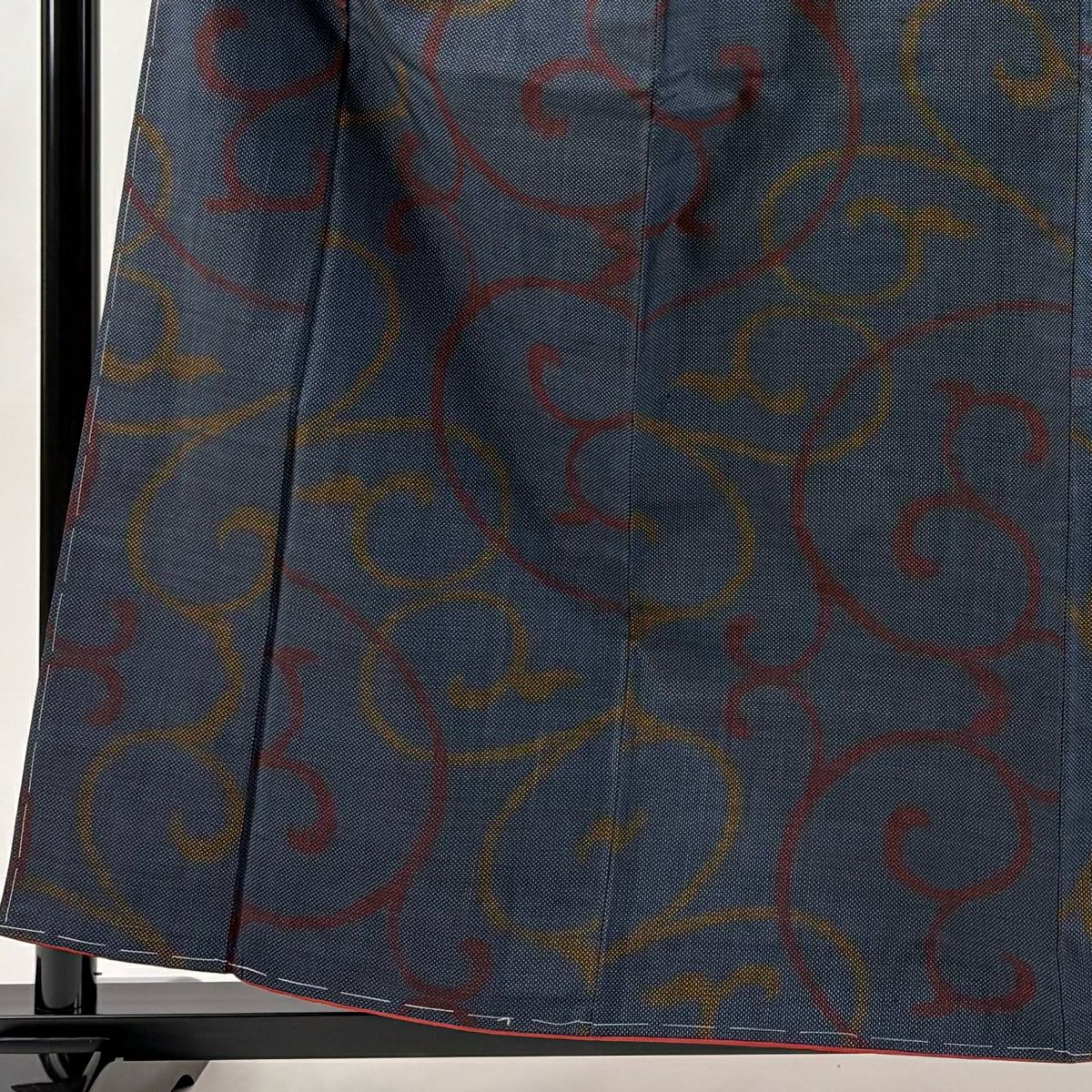 【美品】 紬織織 身長160cm 袖長62.5cm S 雙層 鈕扣領 唐草紋 純蠶絲 優品級