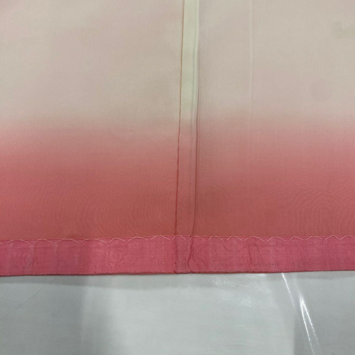 付下 身長155cm 袖長62cm S 雙層 地紋 組織帶 金絲 刺繡 粉紅 純蠶絲 優品級