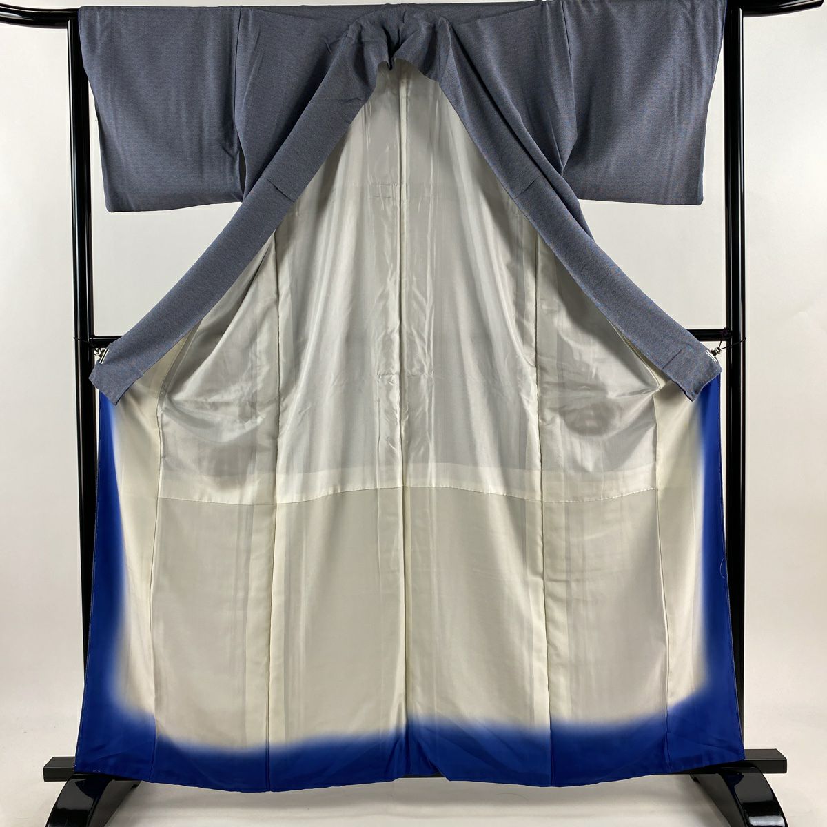 江戶小紋 身長159.5cm 袖長64cm M 雙層 鮫 青 純蠶絲 秀品級