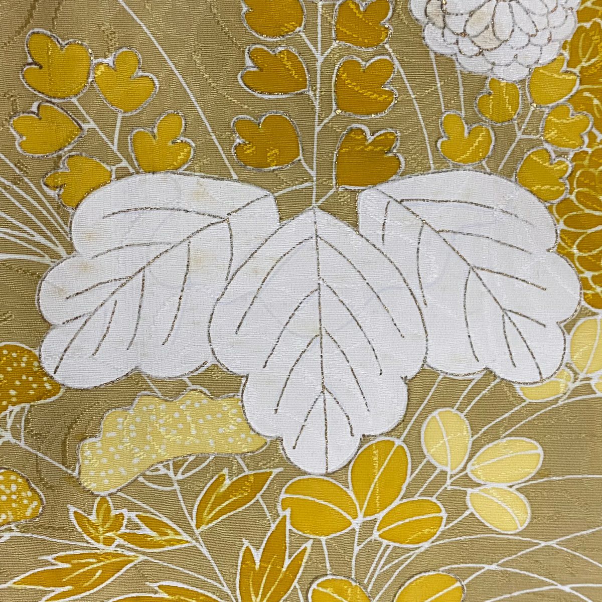 付下 身長163cm 袖長65cm M 雙層 菊花 桐 金銀彩 山吹 純蠶絲 秀品級